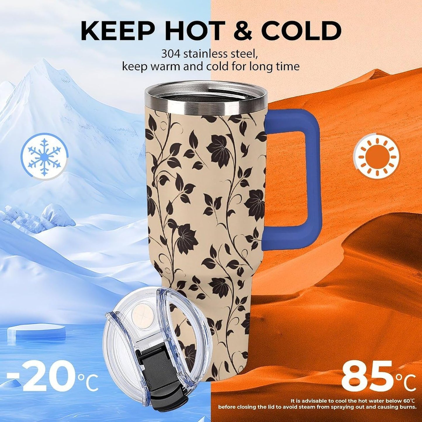 Leakproof Car Cup Vacuum Sealed With Lid For Office Crystal Clear Blue Water Ripple Print Drinkware Light Rose Red-style-5 - Colors G