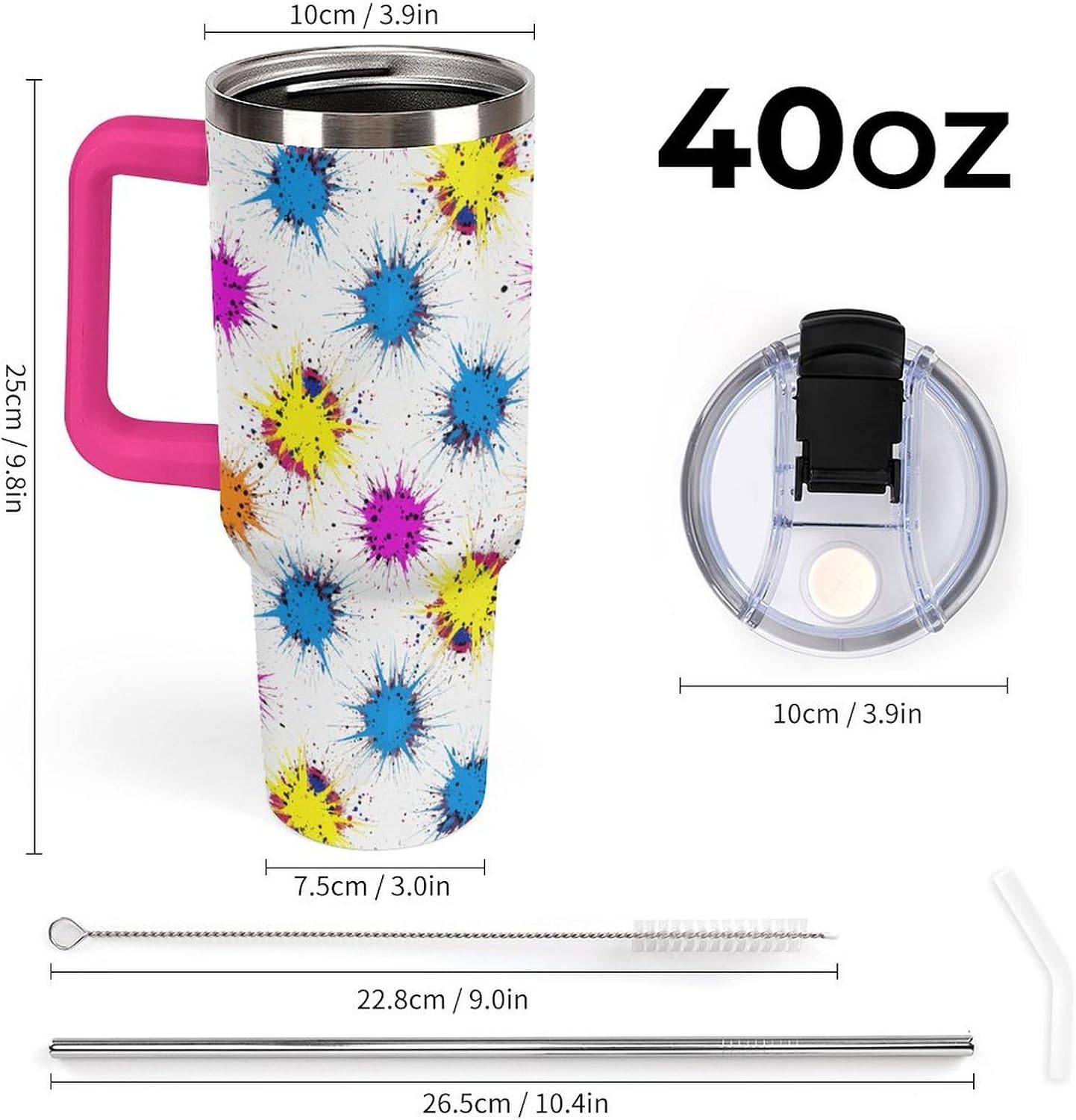 Leakproof Car Cup Vacuum Sealed With Lid For Office Crystal Clear Blue Water Ripple Print Drinkware Light Rose Red-style-5 - Colors G
