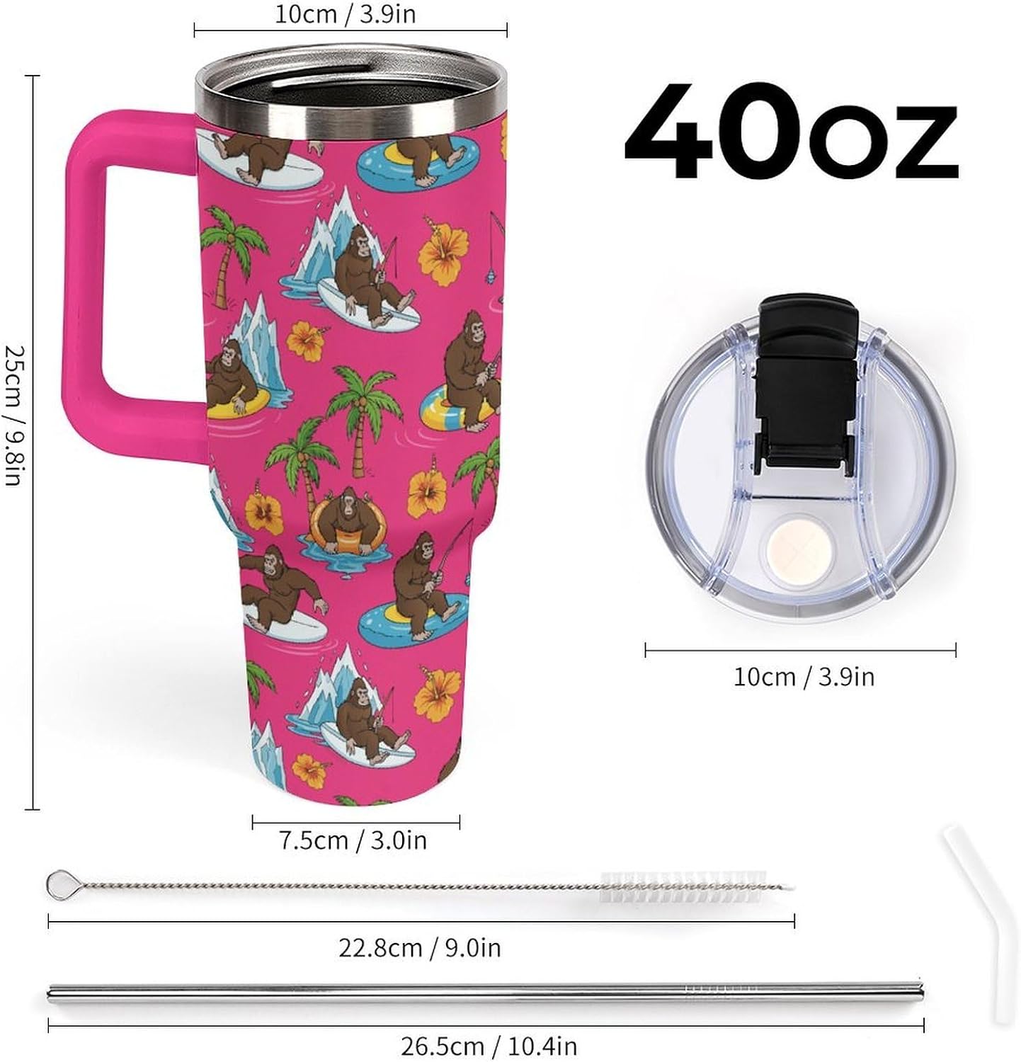 Leakproof Car Cup Vacuum Sealed With Lid For Office Crystal Clear Blue Water Ripple Print Drinkware Light Rose Red-style-5 - Colors G