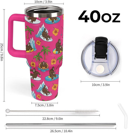 Leakproof Car Cup Vacuum Sealed With Lid For Office Crystal Clear Blue Water Ripple Print Drinkware Light Rose Red-style-5 - Colors G