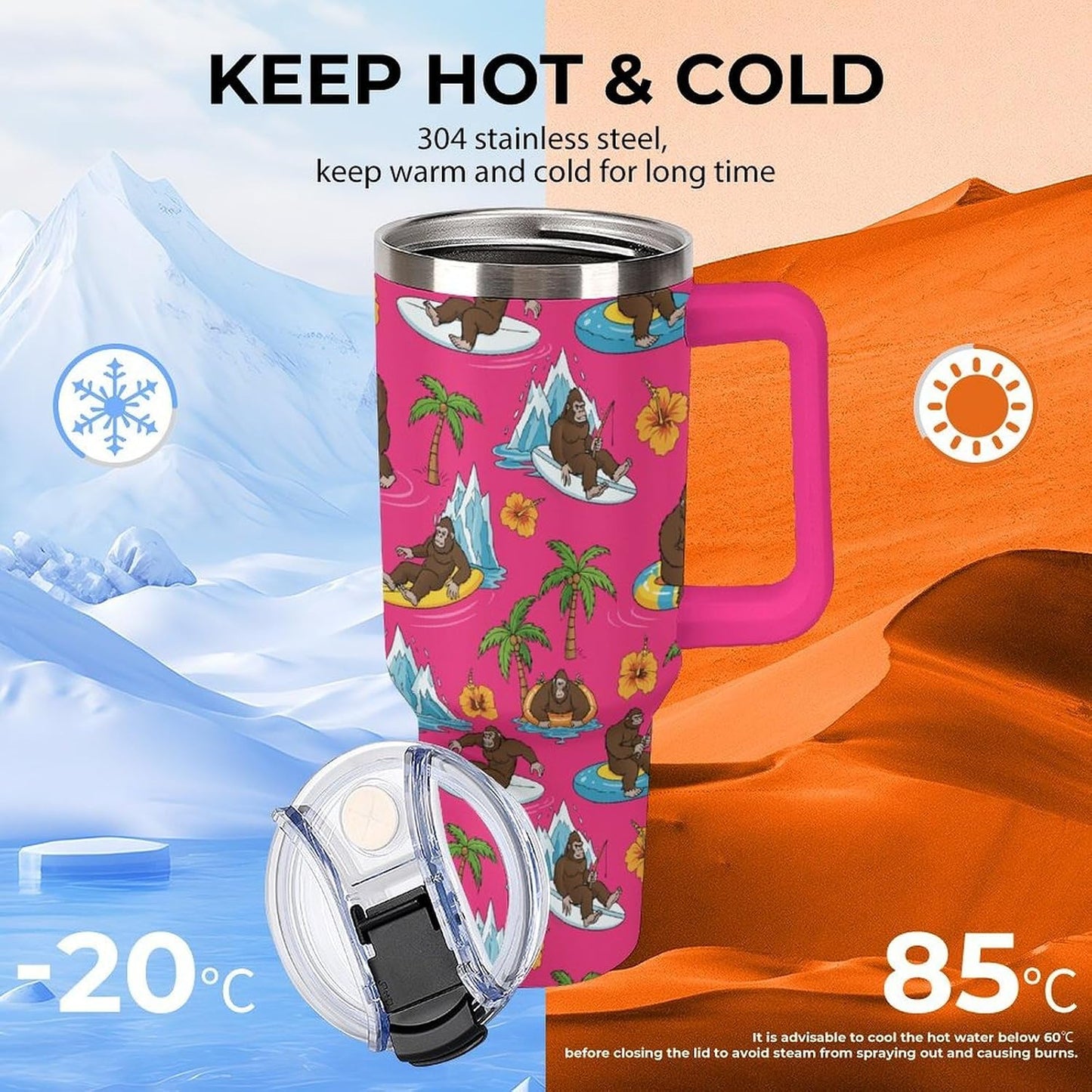 Leakproof Car Cup Vacuum Sealed With Lid For Office Crystal Clear Blue Water Ripple Print Drinkware Light Rose Red-style-5 - Colors G