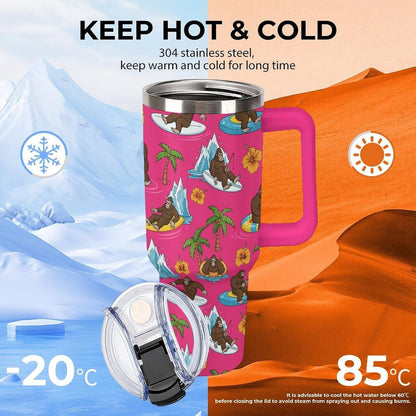 Leakproof Car Cup Vacuum Sealed With Lid For Office Crystal Clear Blue Water Ripple Print Drinkware Light Rose Red-style-5 - Colors G