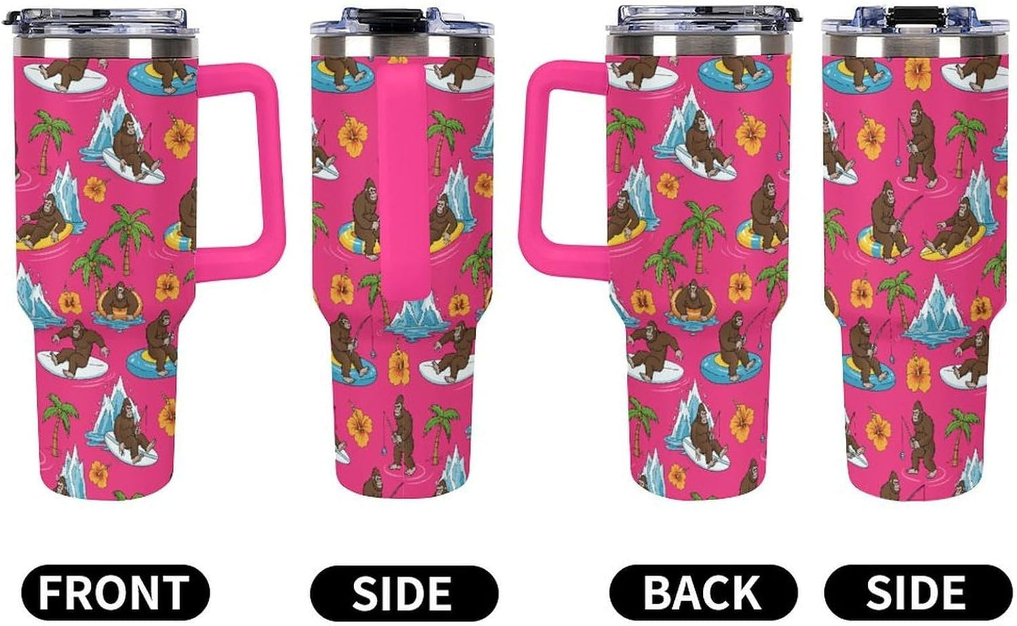 Leakproof Car Cup Vacuum Sealed With Lid For Office Crystal Clear Blue Water Ripple Print Drinkware Light Rose Red-style-5 - Colors G