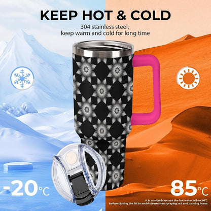 Leakproof Car Cup Vacuum Sealed With Lid For Office Crystal Clear Blue Water Ripple Print Drinkware Light Rose Red-style-5 - Colors G
