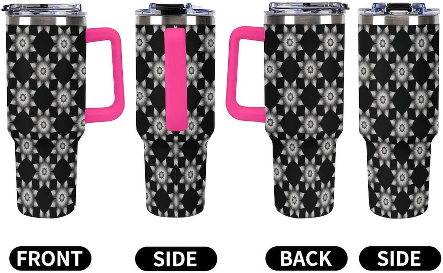 Leakproof Car Cup Vacuum Sealed With Lid For Office Crystal Clear Blue Water Ripple Print Drinkware Light Rose Red-style-5 - Colors G