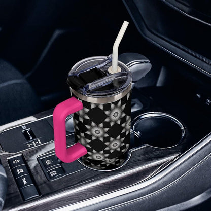Leakproof Car Cup Vacuum Sealed With Lid For Office Crystal Clear Blue Water Ripple Print Drinkware Light Rose Red-style-5 - Colors G