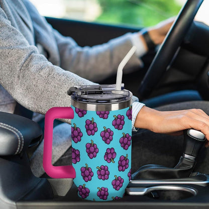 Leakproof Car Cup Vacuum Sealed With Lid For Office Crystal Clear Blue Water Ripple Print Drinkware Light Rose Red-style-5 - Colors G