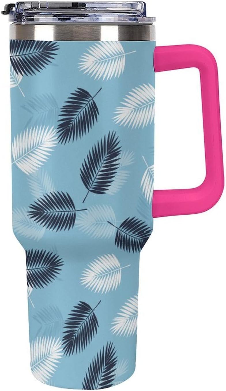 Leakproof Car Cup Vacuum Sealed With Lid For Office Crystal Clear Blue Water Ripple Print Drinkware Light Rose Red-style-5 - Colors G