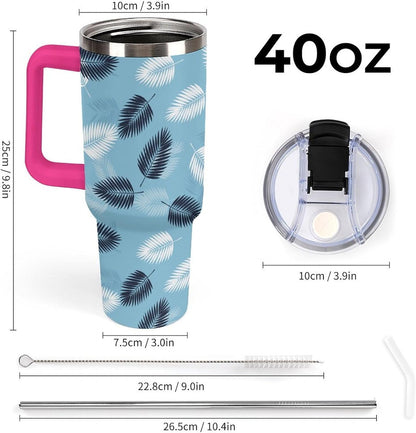 Leakproof Car Cup Vacuum Sealed With Lid For Office Crystal Clear Blue Water Ripple Print Drinkware Light Rose Red-style-5 - Colors G