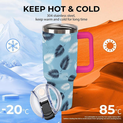 Leakproof Car Cup Vacuum Sealed With Lid For Office Crystal Clear Blue Water Ripple Print Drinkware Light Rose Red-style-5 - Colors G
