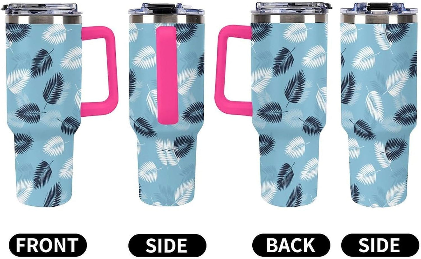 Leakproof Car Cup Vacuum Sealed With Lid For Office Crystal Clear Blue Water Ripple Print Drinkware Light Rose Red-style-5 - Colors G
