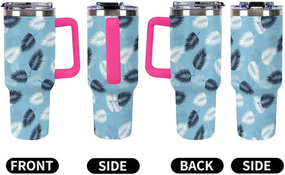 Leakproof Car Cup Vacuum Sealed With Lid For Office Crystal Clear Blue Water Ripple Print Drinkware Light Rose Red-style-5 - Colors G