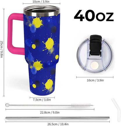 Leakproof Car Cup Vacuum Sealed With Lid For Office Crystal Clear Blue Water Ripple Print Drinkware Light Rose Red-style-5 - Colors G