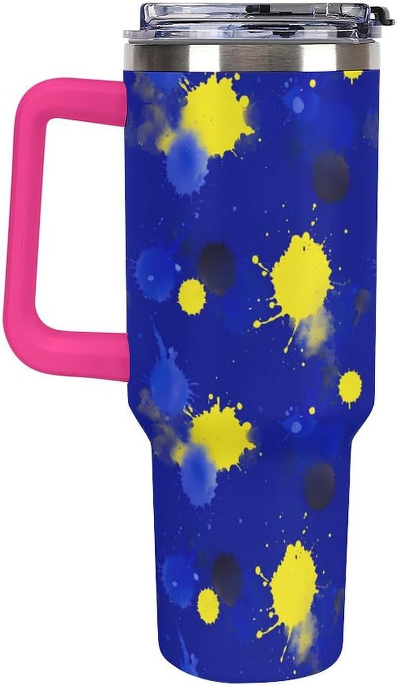 Leakproof Car Cup Vacuum Sealed With Lid For Office Crystal Clear Blue Water Ripple Print Drinkware Light Rose Red-style-5 - Colors G