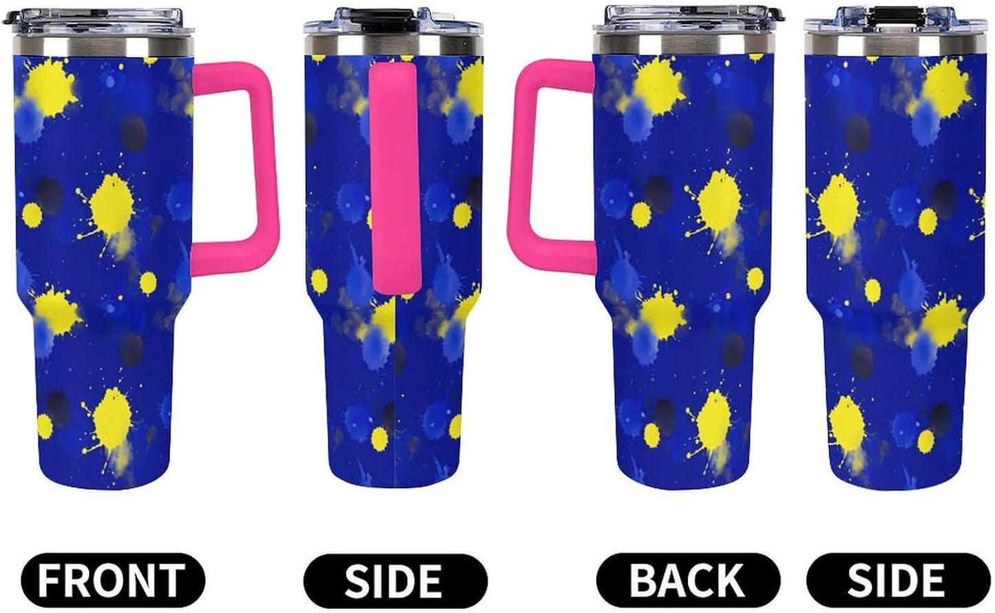 Leakproof Car Cup Vacuum Sealed With Lid For Office Crystal Clear Blue Water Ripple Print Drinkware Light Rose Red-style-5 - Colors G