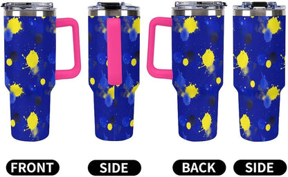 Leakproof Car Cup Vacuum Sealed With Lid For Office Crystal Clear Blue Water Ripple Print Drinkware Light Rose Red-style-5 - Colors G