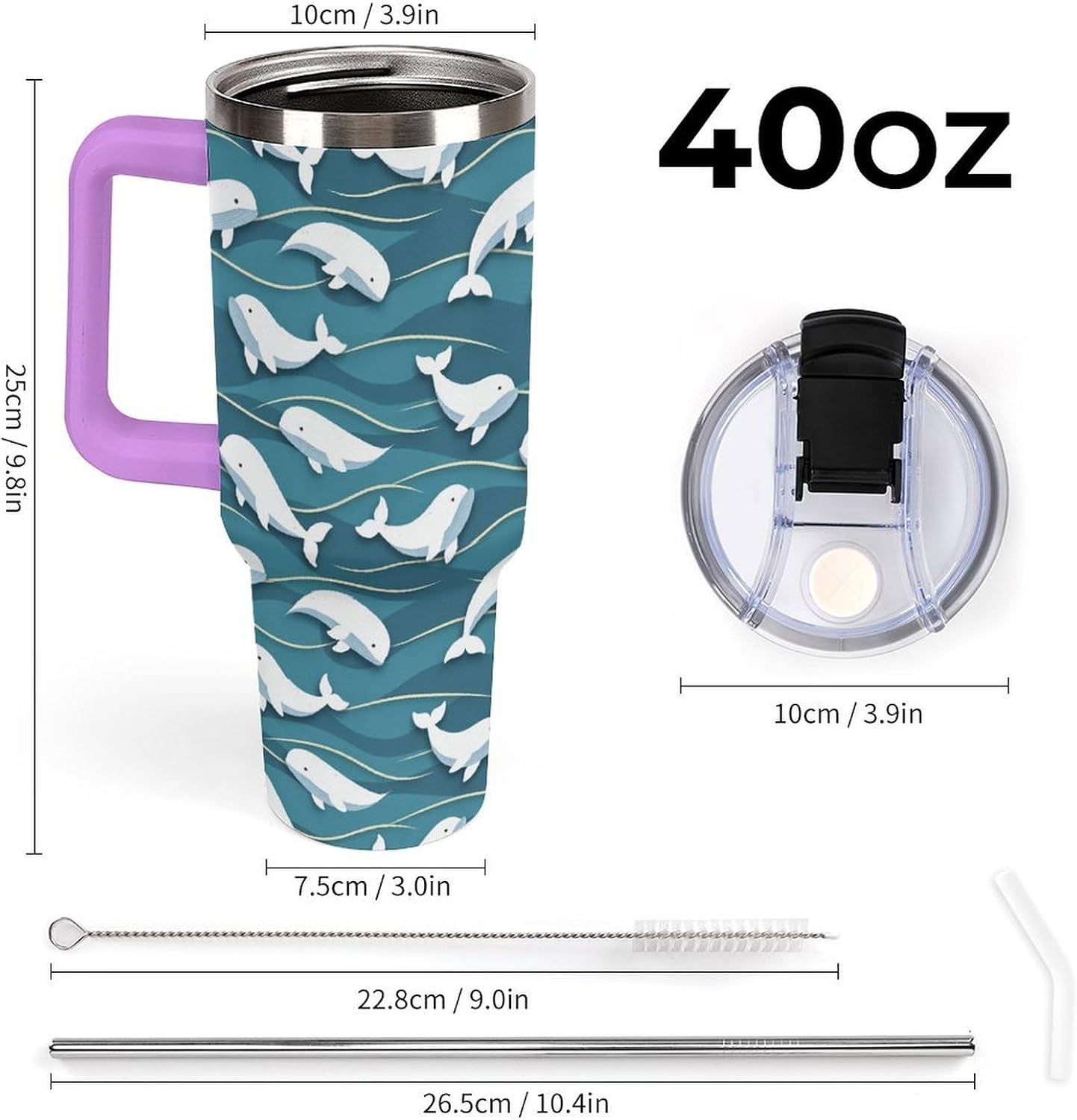 Leakproof Car Cup Vacuum Sealed With Lid For Office Crystal Clear Blue Water Ripple Print Drinkware Light Rose Red-style-5 - Colors G