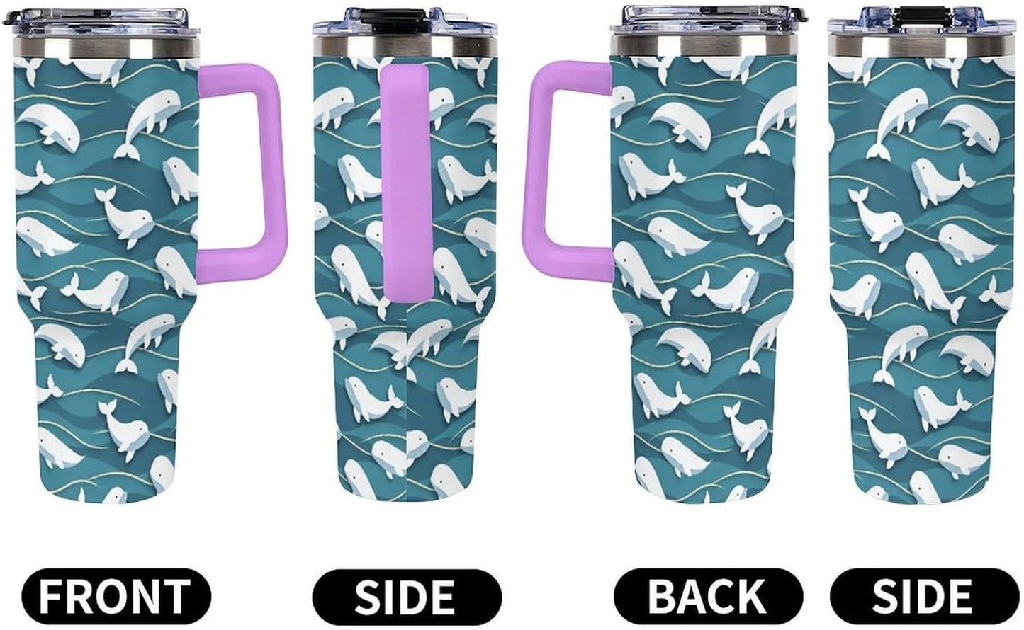 Leakproof Car Cup Vacuum Sealed With Lid For Office Crystal Clear Blue Water Ripple Print Drinkware Light Rose Red-style-5 - Colors G