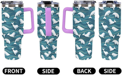 Leakproof Car Cup Vacuum Sealed With Lid For Office Crystal Clear Blue Water Ripple Print Drinkware Light Rose Red-style-5 - Colors G
