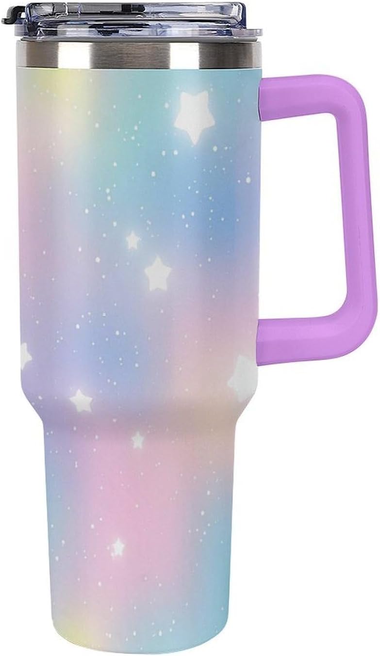 Leakproof Car Cup Vacuum Sealed With Lid For Office Crystal Clear Blue Water Ripple Print Drinkware Light Rose Red-style-5 - Colors G