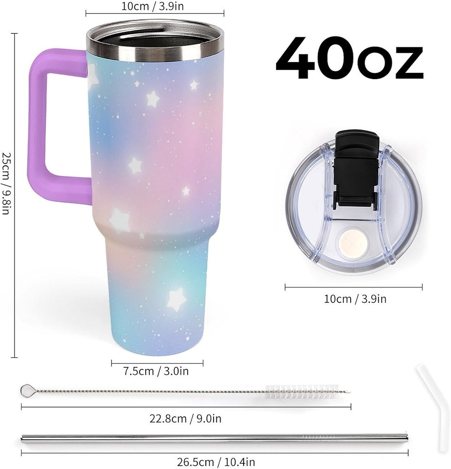 Leakproof Car Cup Vacuum Sealed With Lid For Office Crystal Clear Blue Water Ripple Print Drinkware Light Rose Red-style-5 - Colors G