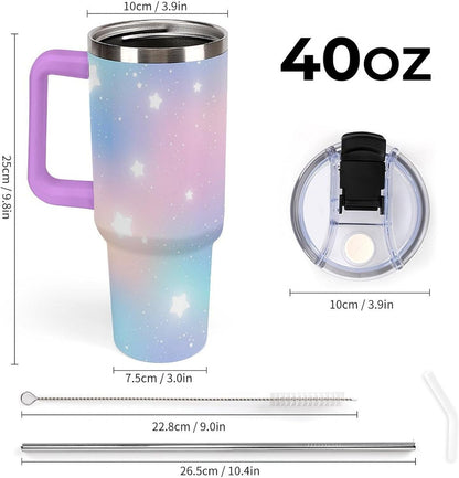 Leakproof Car Cup Vacuum Sealed With Lid For Office Crystal Clear Blue Water Ripple Print Drinkware Light Rose Red-style-5 - Colors G