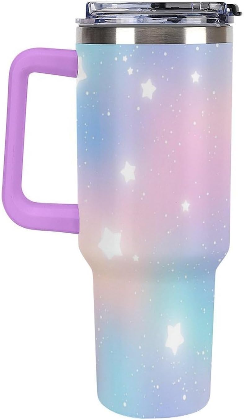 Leakproof Car Cup Vacuum Sealed With Lid For Office Crystal Clear Blue Water Ripple Print Drinkware Light Rose Red-style-5 - Colors G