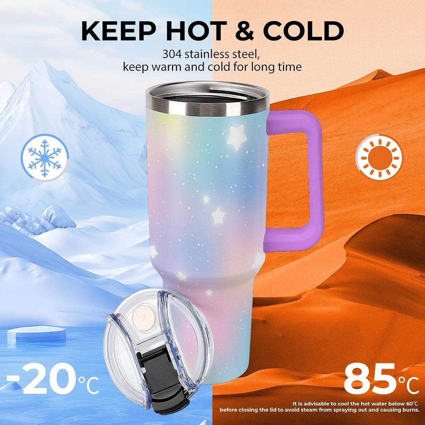 Leakproof Car Cup Vacuum Sealed With Lid For Office Crystal Clear Blue Water Ripple Print Drinkware Light Rose Red-style-5 - Colors G