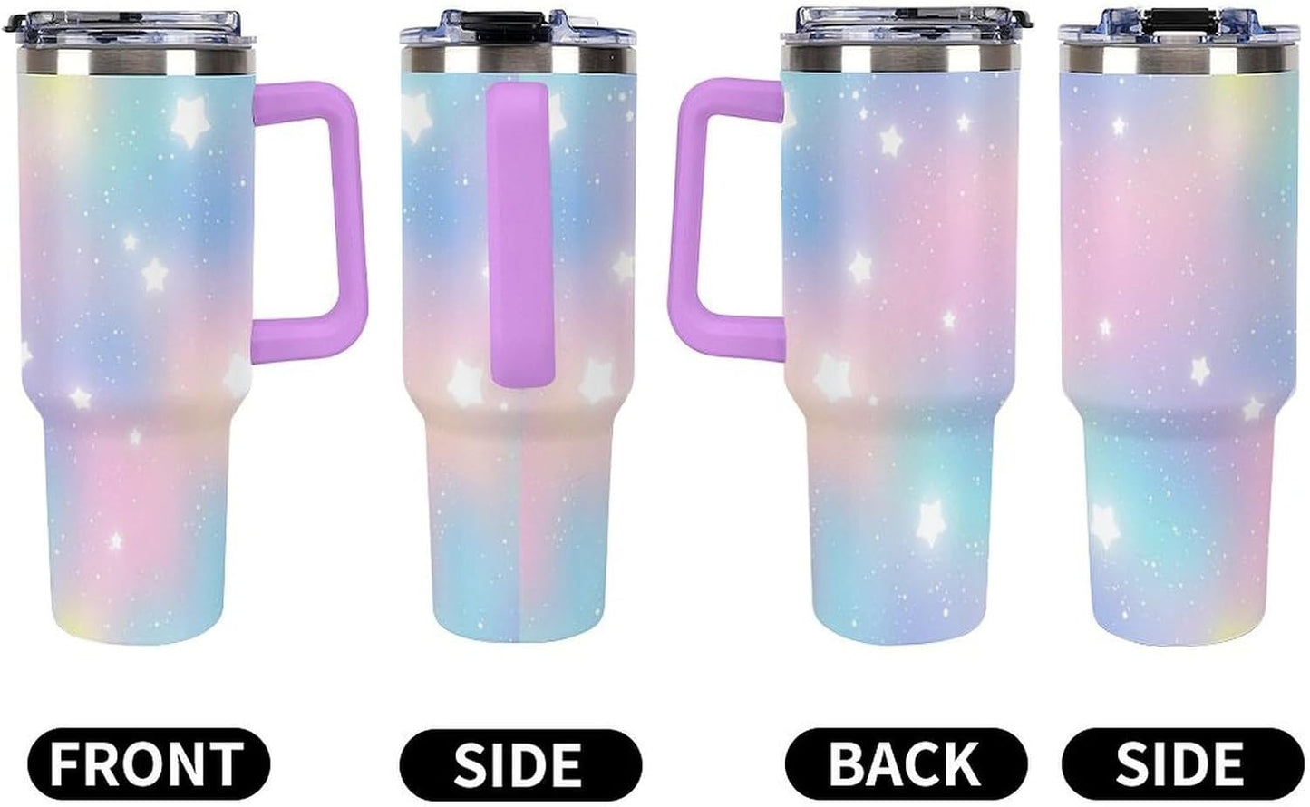 Leakproof Car Cup Vacuum Sealed With Lid For Office Crystal Clear Blue Water Ripple Print Drinkware Light Rose Red-style-5 - Colors G