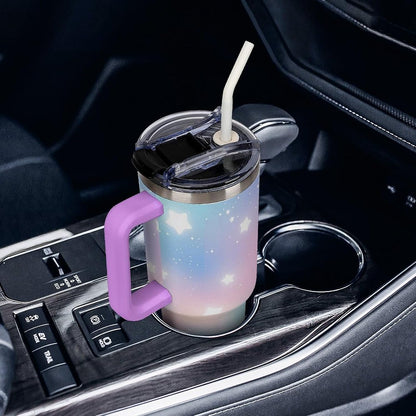 Leakproof Car Cup Vacuum Sealed With Lid For Office Crystal Clear Blue Water Ripple Print Drinkware Light Rose Red-style-5 - Colors G