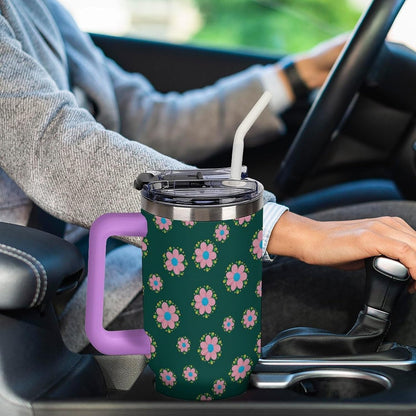 Leakproof Car Cup Vacuum Sealed With Lid For Office Crystal Clear Blue Water Ripple Print Drinkware Light Rose Red-style-5 - Colors G