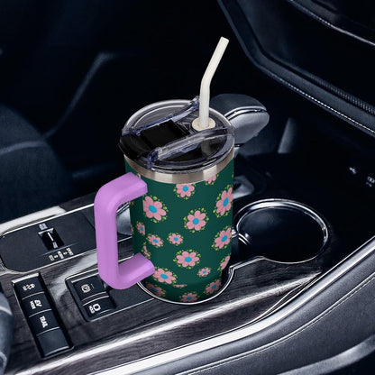 Leakproof Car Cup Vacuum Sealed With Lid For Office Crystal Clear Blue Water Ripple Print Drinkware Light Rose Red-style-5 - Colors G