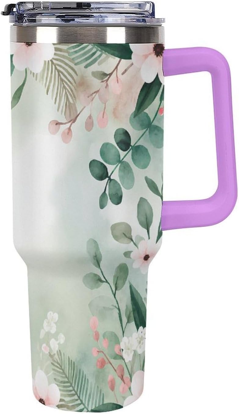 Leakproof Car Cup Vacuum Sealed With Lid For Office Crystal Clear Blue Water Ripple Print Drinkware Light Rose Red-style-5 - Colors G
