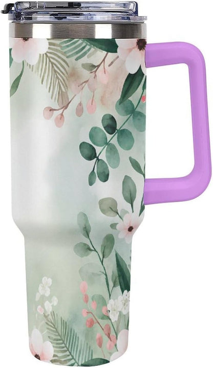 Leakproof Car Cup Vacuum Sealed With Lid For Office Crystal Clear Blue Water Ripple Print Drinkware Light Rose Red-style-5 - Colors G