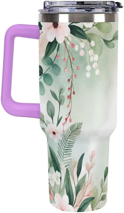Leakproof Car Cup Vacuum Sealed With Lid For Office Crystal Clear Blue Water Ripple Print Drinkware Light Rose Red-style-5 - Colors G