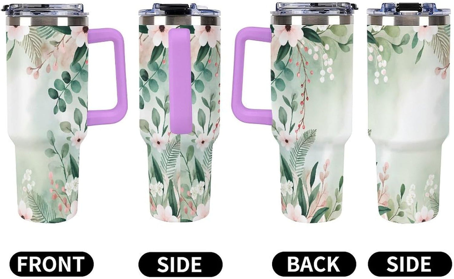 Leakproof Car Cup Vacuum Sealed With Lid For Office Crystal Clear Blue Water Ripple Print Drinkware Light Rose Red-style-5 - Colors G