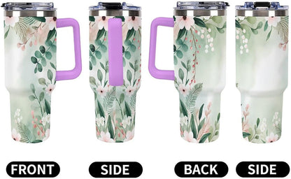 Leakproof Car Cup Vacuum Sealed With Lid For Office Crystal Clear Blue Water Ripple Print Drinkware Light Rose Red-style-5 - Colors G