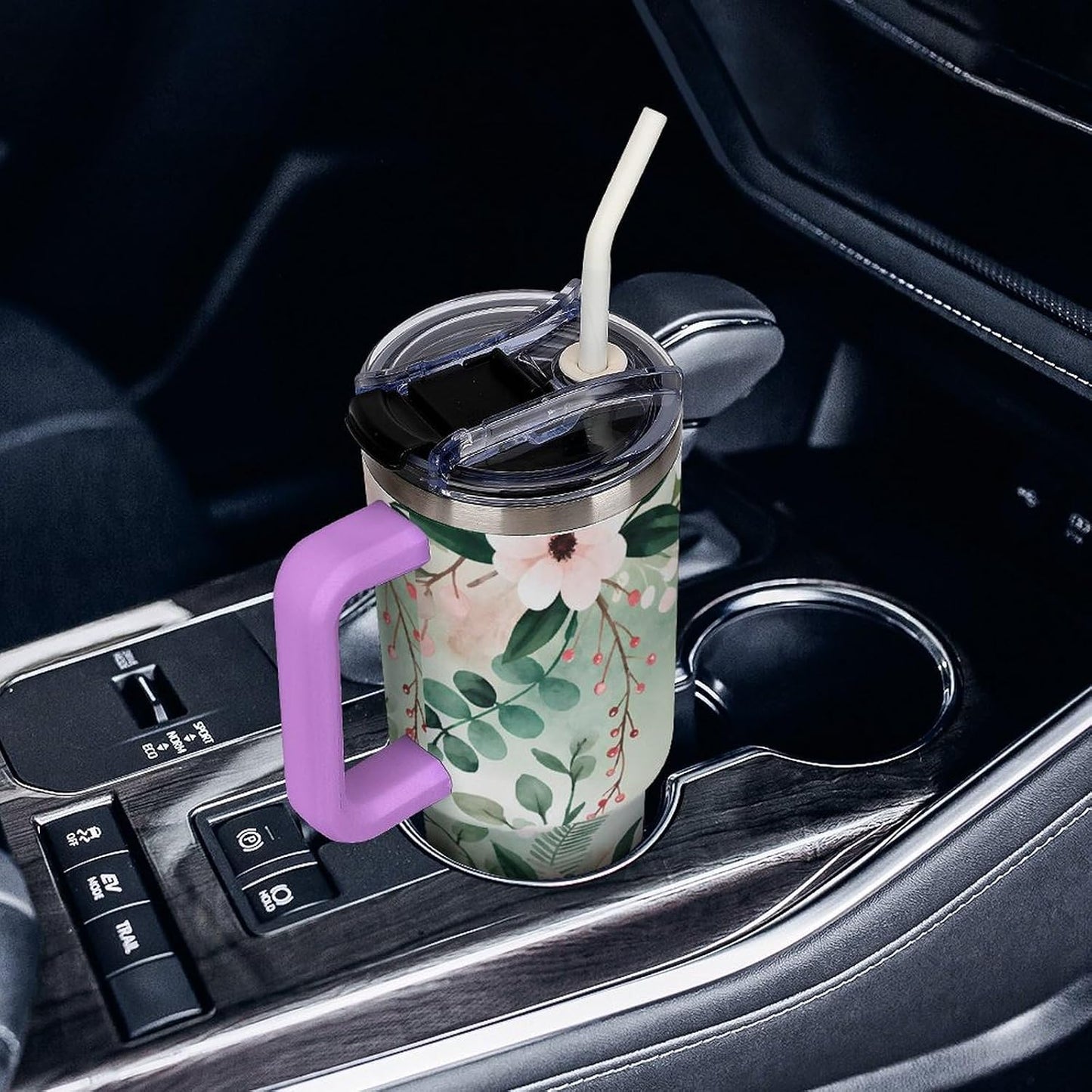 Leakproof Car Cup Vacuum Sealed With Lid For Office Crystal Clear Blue Water Ripple Print Drinkware Light Rose Red-style-5 - Colors G