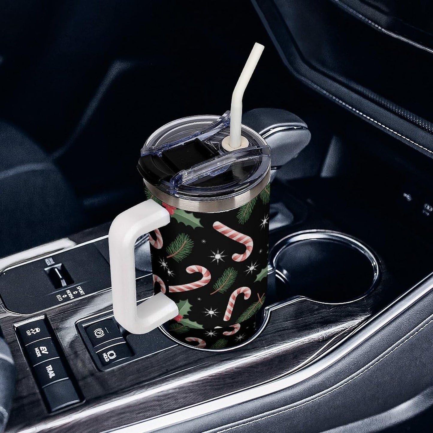 Leakproof Car Cup Vacuum Sealed With Lid For Office Crystal Clear Blue Water Ripple Print Drinkware Light Rose Red-style-5 - Colors G