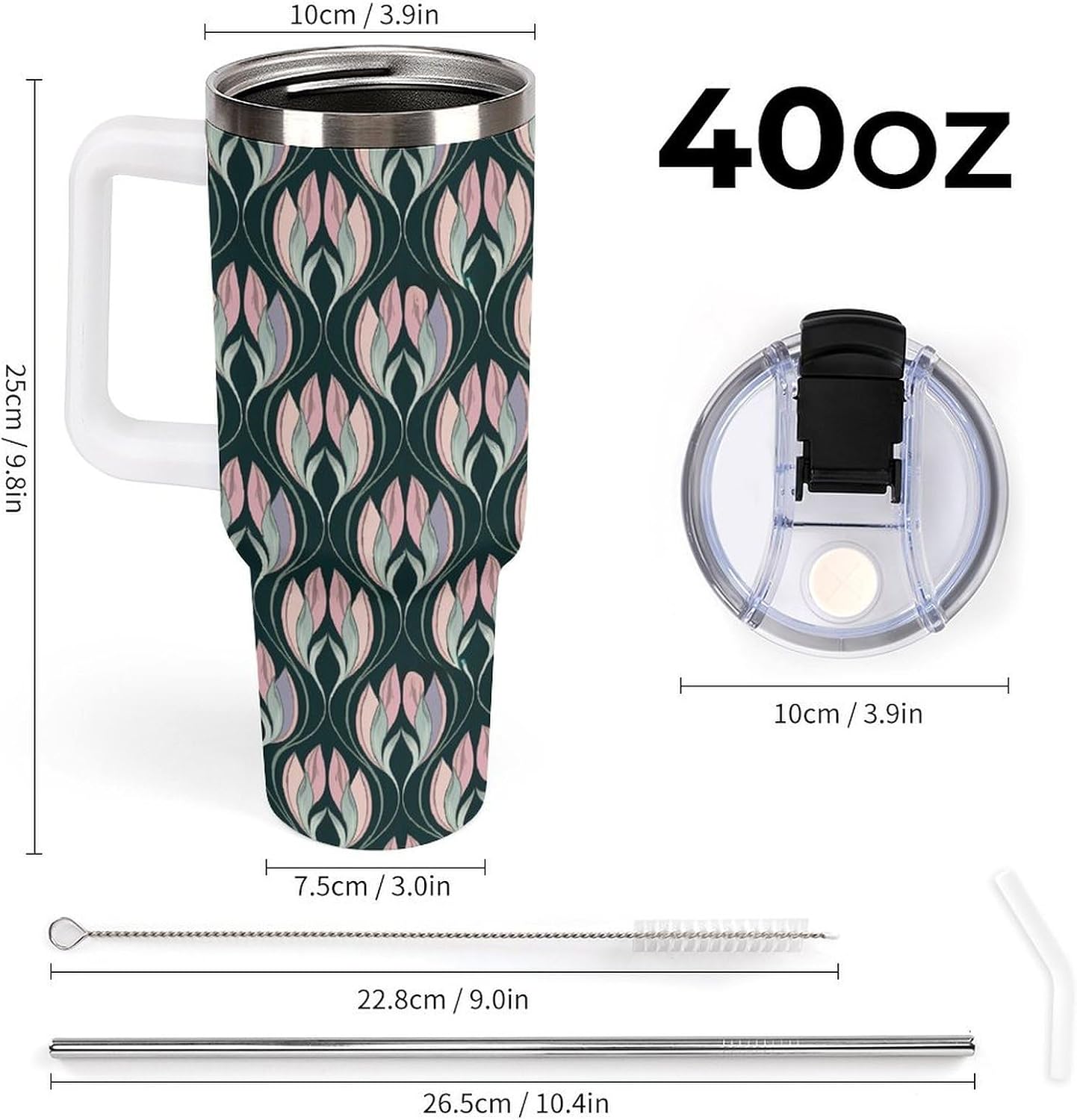 Leakproof Car Cup Vacuum Sealed With Lid For Office Crystal Clear Blue Water Ripple Print Drinkware Light Rose Red-style-5 - Colors G