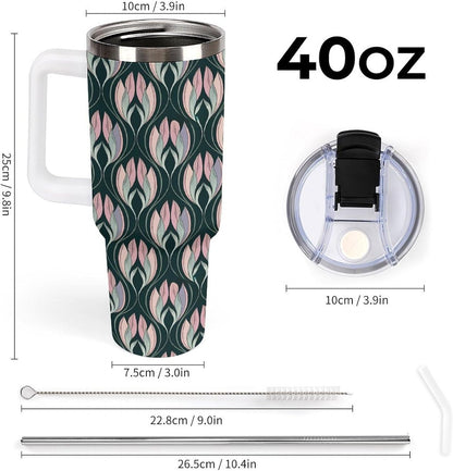 Leakproof Car Cup Vacuum Sealed With Lid For Office Crystal Clear Blue Water Ripple Print Drinkware Light Rose Red-style-5 - Colors G
