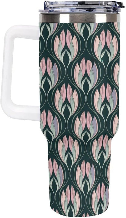Leakproof Car Cup Vacuum Sealed With Lid For Office Crystal Clear Blue Water Ripple Print Drinkware Light Rose Red-style-5 - Colors G