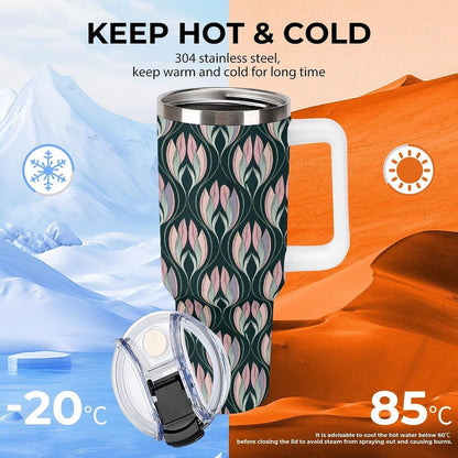 Leakproof Car Cup Vacuum Sealed With Lid For Office Crystal Clear Blue Water Ripple Print Drinkware Light Rose Red-style-5 - Colors G