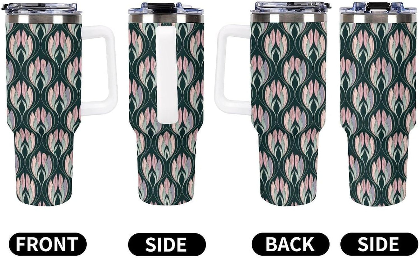 Leakproof Car Cup Vacuum Sealed With Lid For Office Crystal Clear Blue Water Ripple Print Drinkware Light Rose Red-style-5 - Colors G
