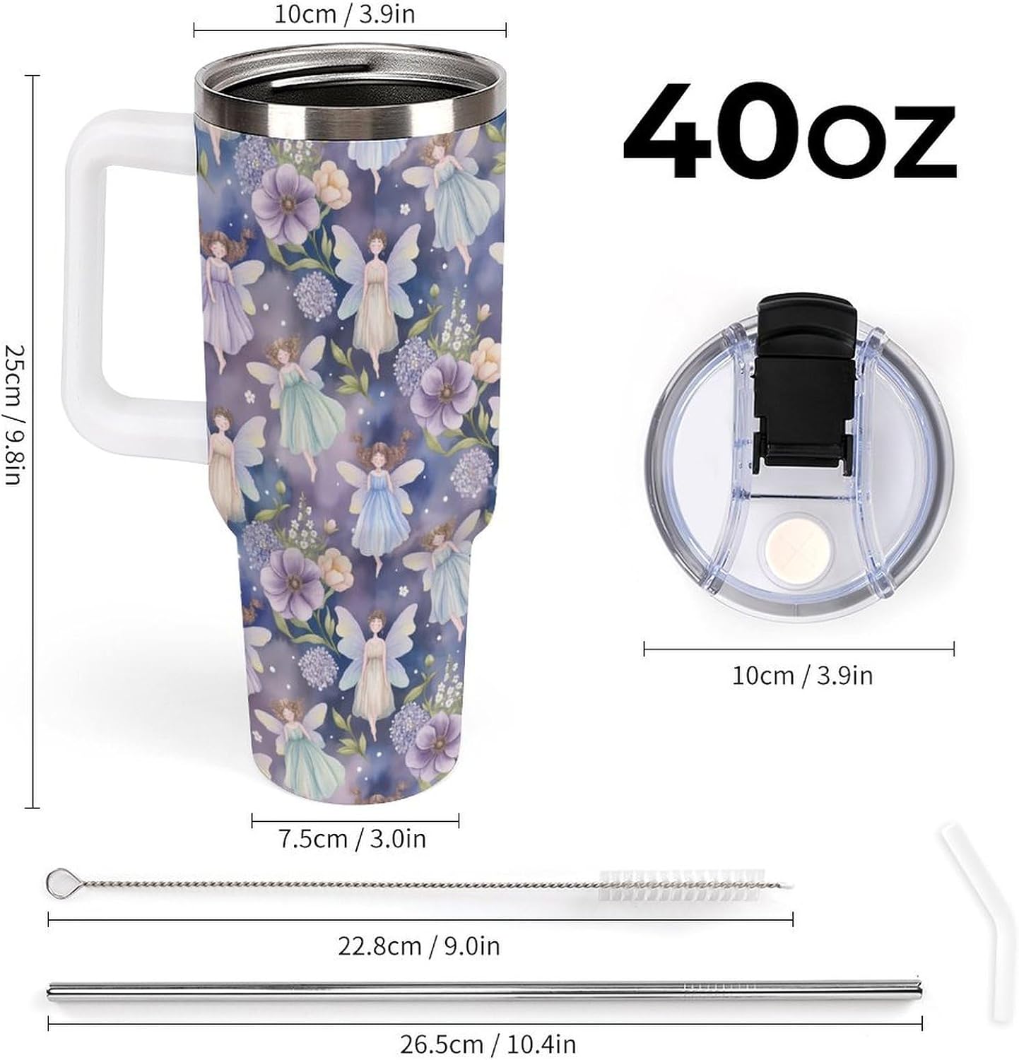 Leakproof Car Cup Vacuum Sealed With Lid For Office Crystal Clear Blue Water Ripple Print Drinkware Light Rose Red-style-5 - Colors G