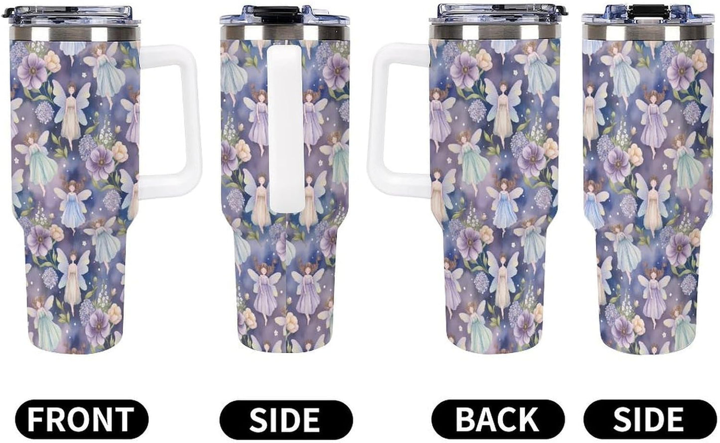 Leakproof Car Cup Vacuum Sealed With Lid For Office Crystal Clear Blue Water Ripple Print Drinkware Light Rose Red-style-5 - Colors G