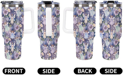 Leakproof Car Cup Vacuum Sealed With Lid For Office Crystal Clear Blue Water Ripple Print Drinkware Light Rose Red-style-5 - Colors G