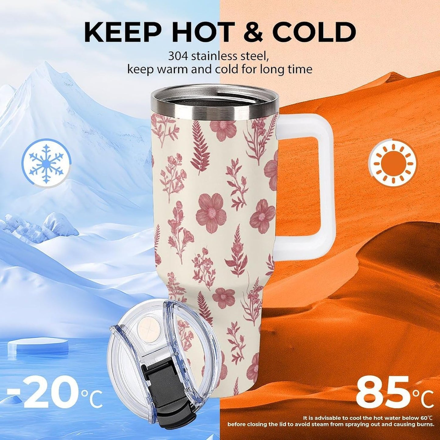 Leakproof Car Cup Vacuum Sealed With Lid For Office Crystal Clear Blue Water Ripple Print Drinkware Light Rose Red-style-5 - Colors G
