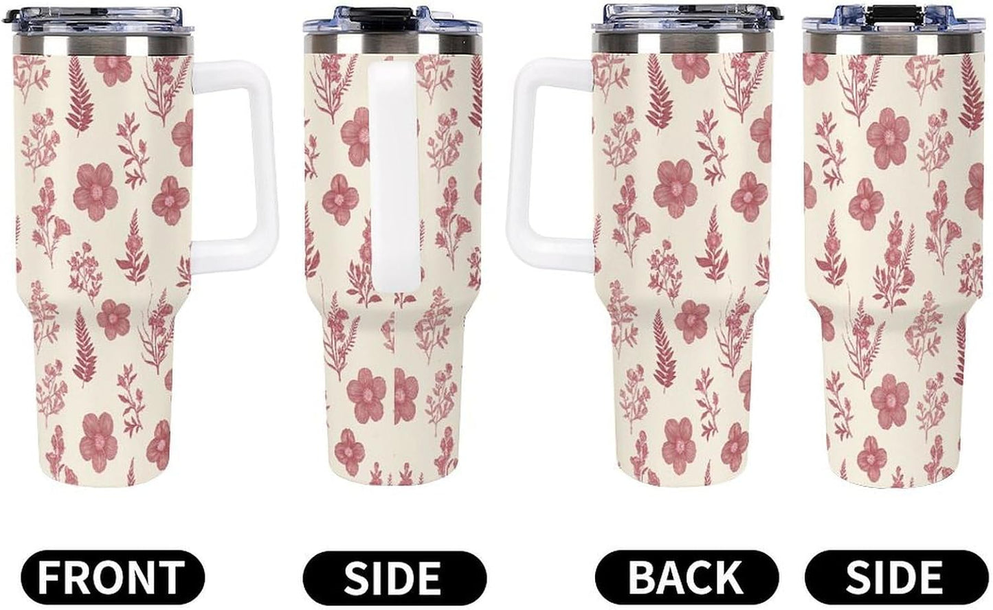 Leakproof Car Cup Vacuum Sealed With Lid For Office Crystal Clear Blue Water Ripple Print Drinkware Light Rose Red-style-5 - Colors G