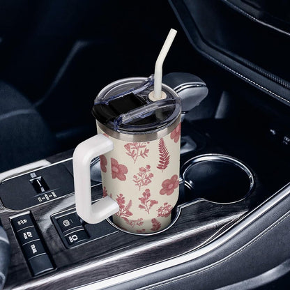 Leakproof Car Cup Vacuum Sealed With Lid For Office Crystal Clear Blue Water Ripple Print Drinkware Light Rose Red-style-5 - Colors G
